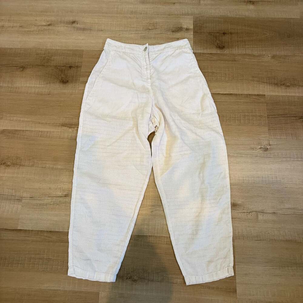 OSKA White 100% Linen Wide Leg Barrel Pants Avant Garde size Small